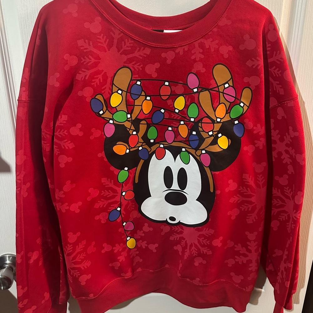 Disney Mickey Mouse Red Holiday Lights Sweatshirt
